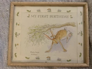 Gerahmter Guess How Much I Love You Hase *im Vintage Rahmen* Mein erster Geburtstag - Bild 1 von 5