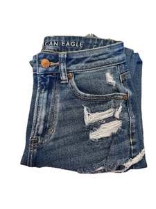 American Eagle Women’s Stretch Distresssed Blue Denim Mom Jean Size 0 (593) - Picture 1 of 8