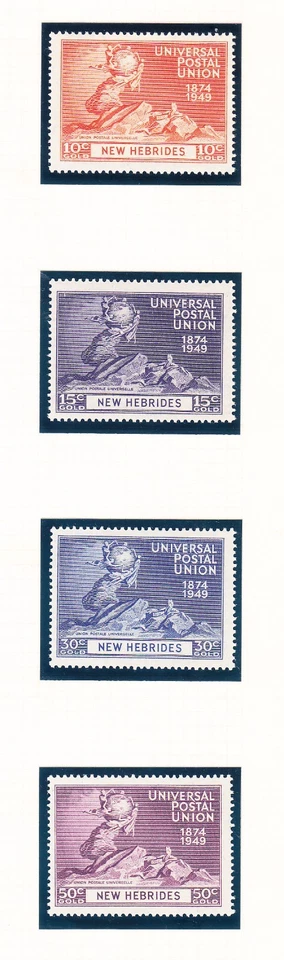 Nuevas Hébridas, 1949 UPU Scott 62-65 MNH, Lote 7934 Foto 1 de 1