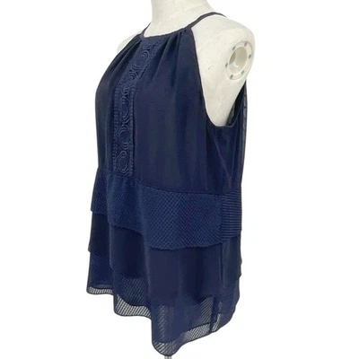 Белый дом черный рынок темно-синий ярусный с бретелью через шею верхний Med Balletcore коттедж - Изображение 1 из 4