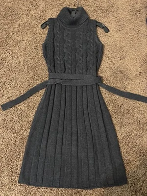 Vestido suéter Calvin Klein mistura de lã carvão sem mangas gola alta tamanho XS  - Imagem 1 de 4