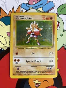 Hitmonchan Base Set Holo Unlimited Rare Pokémon TCG Card 7/102 MP - Picture 1 of 8