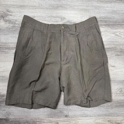 Pantalones Cortos de Vestido Perry Ellis Portfolio Para Hombre Talla 38 Lino Rayón Plisado Foto 1 de 4