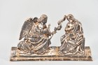 O38D33- Holz Relief Mariä Verkündigung geschnitzt und versilbert 18./19.Jh