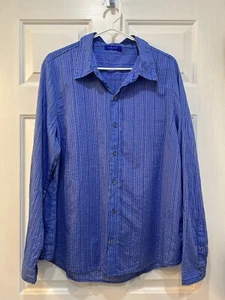 Fresh Produce Men's Button Down Shirt Blue Stripe Long Sleeve Cotton Casual 1X - Picture 1 of 8