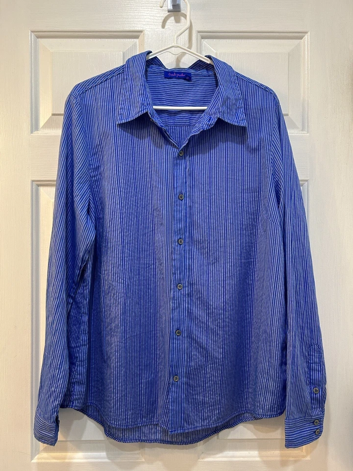 Fresh Produce Men's Button Down Shirt Blue Stripe Long Sleeve Cotton Casual 1X - Image 1 of 4
