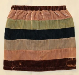 PEEK Fleur Girl's Crushed Velvet Silk Striped Skirt NWOT SZ 8 L MSRP $48 - Picture 1 of 5