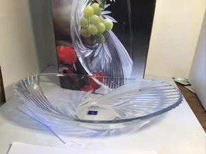 Studio Nova Laurel Leaf Oblong Crystal Platter 15-1/4 Inch NIB - Picture 1 of 8