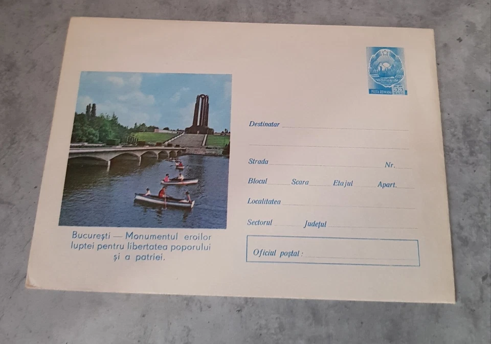 RUMANÍA BUCAREST - HÉROE MONUMENTO ENTERO PORTADA POSTAL PAPELERÍA Foto 1 de 1