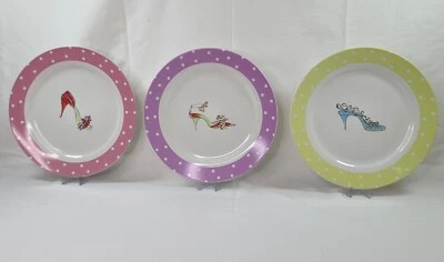 ROSANNA LUNCHEON PLATES  HIGH HEEL PARTY SHOES POLKA DOT RIMS - SET OF 3 - 10 in - Image 1 of 4