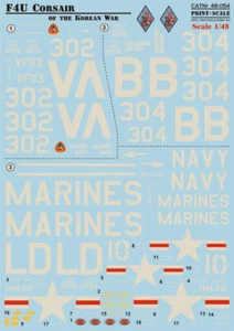 Print Scale 48-054 1/48 scale Decal for airplane - F4 U Corsair World War - Picture 1 of 12