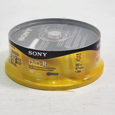 Sony DVD-R Recordable Blank Discs 25 Pack 120 min 4.7 GB 1x -16x Speed NEW - Image 1 of 4