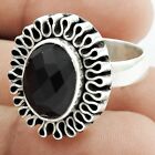 Natural Onyx Gemstone Statement Ethnic Ring Size O 925 Silver For Girls E51