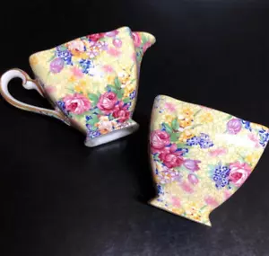 Chintz Sugar & Creamer Royal Winton ""Wellbeck"" Grimwades Inghilterra floreale - Foto 1 di 5