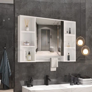 Bathroom Mirrored Cabinet Wall Storage Medicine Shaving Organiser Door Shelves - Picture 1 of 11