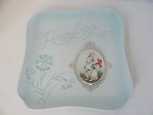 Plato cuadrado para servir Grasslands Road Happy Easter Bunny Rabbit 8,25" - Imagen 1 de 4