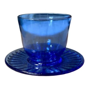 Hazel Atlas Cobalt Blue Condiment One-Piece Cup & Saucer Combination - Picture 1 of 4
