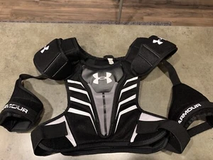 Under Armour Strategy Lacrosse Shoulder Chest Pads Boy’s Large Black/White - Picture 1 of 5
