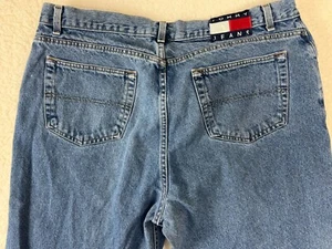 Vintage Tommy Hilfiger Jeans Mens Size 38 Baggy Y2K 90s 1990s Hip Hop Skater - Picture 1 of 13