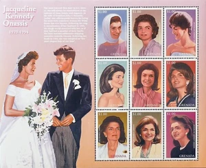 GRENADA JACQUELINE KENNEDY ONASSIS PORTRAITS STAMPS SHEET JFK MNH 1996 1ST LADY - Picture 1 of 1