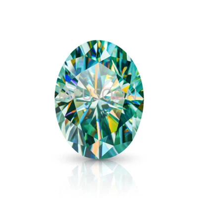 1~5ct VVS1 natural cyan Oval Excellent Cut Moissanite Loose Gemstones & GRA - Image 1 of 4