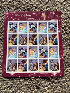 USPS THE ART OF DISNEY ROMANCE SHEET OF 20 STAMPS 2005 # 4025-4028-O - Picture 1 of 2
