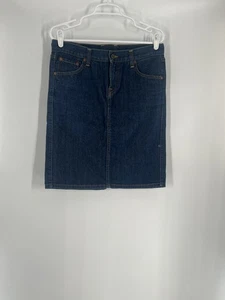 VTG LUCKY BRAND HAZEL SKIRT size 6 blue denim flap back pockets 100% cotton USA - Picture 1 of 13