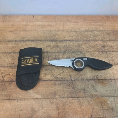 Gerber Chameleon Pocket Knife Finger Hole Bolt Action Combo Edge Blade USA *Nice - Image 1 of 4