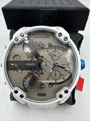 NIB Diesel Dz7419 Men's Mr. Daddy 2.0 Chronograph White and Gray Leather Watch - Image 1 of 4