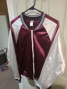 White And Marroon Varsity Jacket Weissman Size XLA elastic  - Bild 1 von 9