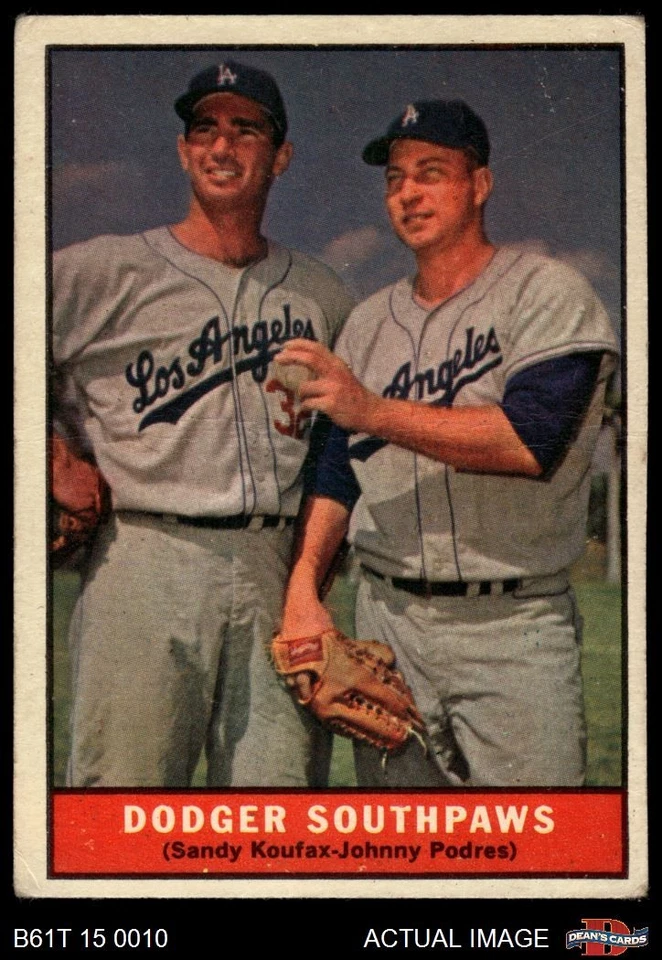1961 Topps #207 Sandy Koufax Dodger Southpaws Dodgers HALL-OF-FAME 2 - GOOD - Image 1 of 1