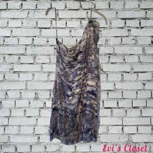 NWT Max Azria Women's One Strap Ruffled Mini Dress Grey/Blue. 100% Silk. Size L - Picture 1 of 9
