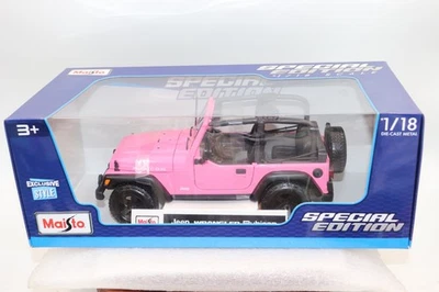 ¡NUEVO! Jeep Wrangler Rubicon rosa fundido a presión 4x4 exclusivo escala 1:18 Maisto Foto 1 de 4