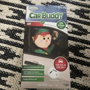 Neu 3' LED beleuchtete Elfe Auto Kumpel luftgeblasen aufblasbar Weihnachten GEMMY Passagier - Bild 1 von 5