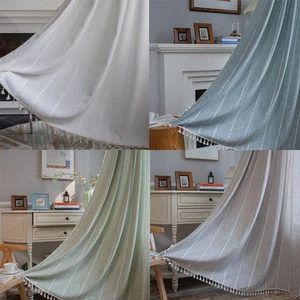 Tende per finestre rustiche a righe tende pannelli fattoria boho decorazione asta tasca - Foto 1 di 53