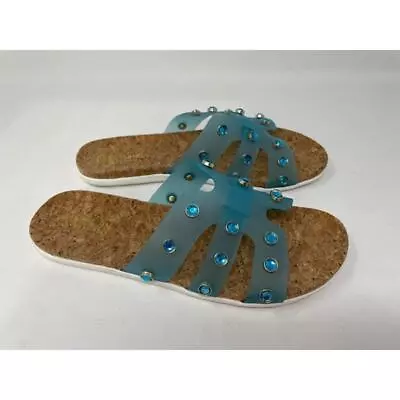  Sandalia plana Kenneth Cole REACTION para mujer delgada banda H, aguamarina, 9 Foto 1 de 4