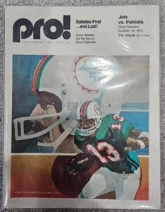 NEW YORK JETS GAME DAY PROGRAM PRO! OCT 1974 VS NEW ENGLAND PATRIOTS - Picture 1 of 7