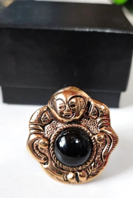 AKR Amy Kahn Russel Bronze Black Onyx Buddha Ring Size 7 - Image 1 of 3