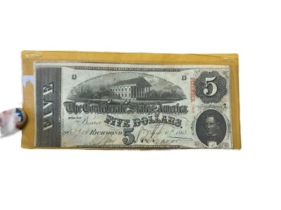 1863 $5 G The Confederate States of America Note - CIVIL WAR Era - Image 1 of 4