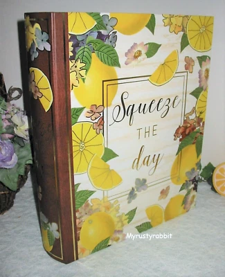 Caja de libros de recuerdo de limón 13-1/2" Pooch & Sweetheart detalles de lámina dorada ~ #81244 Foto 1 de 4