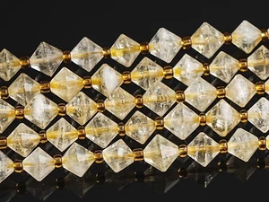 8MM Natural Transparent Yellow Citrine Beads Grade A+ Bicone Faceted Loose Beads - Picture 1 of 3