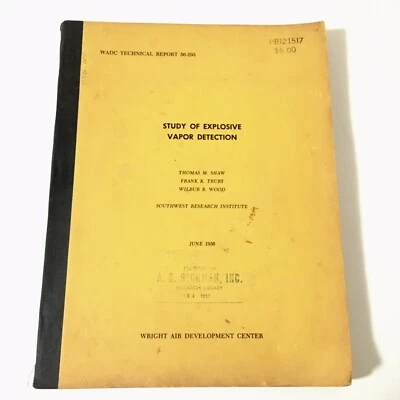 WADC Study of Explosive Vapor Detection Southwest Research Institute Book 1956 Foto 1 de 4