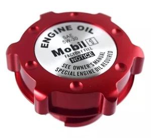 Red Oil Filler Cap Billet Aluminum Fits LS1 LS2 LS3 LS6 Mobile One Emblem - Bild 1 von 2