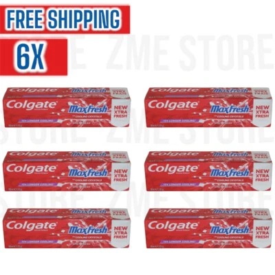 6 x 100ml Colgate6 Max Fresh Toothpaste With Cooling Crystals, Spicy Fresh (Red) - Image 1 of 4