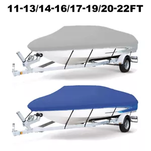 Waterproof Boat Cover Heavy Duty Dust Trailerable V-Hull Runabout Fishing Ski - Picture 1 of 23