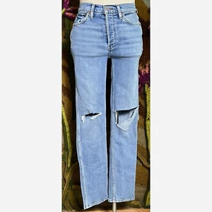 NWT New $275 Re/Done Redone 80’s Slim Straight Blue Jeans Size 25 - Picture 1 of 14