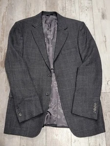 38R Men's Gianfranco Ruffini Vintage Blazer Gray Windowpane 100% Wool Sport Coat - Picture 1 of 8