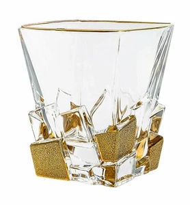 Barski Glas D.O.F. Becher/Glas-Set/6-11,7oz.-Quadratisch-mit Gold Eiswürfel Design - Bild 1 von 1