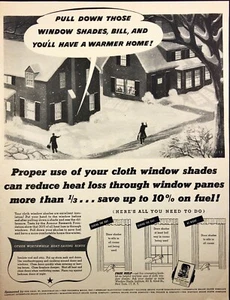 Weihnachten Stoff Fensterrollos Energie sparen Kriegsanstrengung WWII Vintage Druck Anzeige 1943 - Bild 1 von 6