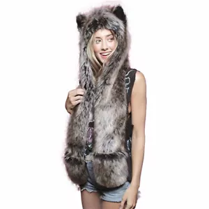 New Wolf Animal hoods cute animal faux fur hat cap women mens fashion warm anima - Picture 1 of 38